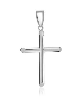 14K White Gold Solid Cross Pendant