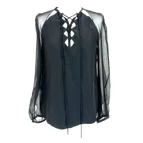 Altuzarra Black Silk Cut Out Lace Up Top XS