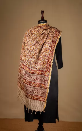 Art Silk Hand Blocked Kalamkari Dupatta 129IOS13