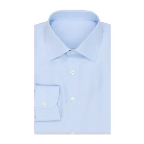 BESPOKE ATHENS Handmade Blue End-on-End Cotton Dress Shirt US 17 EU 43 NEW