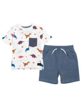 BOYS SET - DINO T & KNIT SHORTS