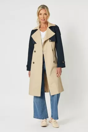 Bree Trench Coat | Natural/Navy