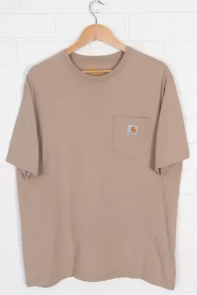 CARHARTT Khaki Brown Casual Front Pocket Tee (XL)