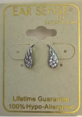 Ear Sense Earring CH282 Silver Crystal Angel Wing Stud