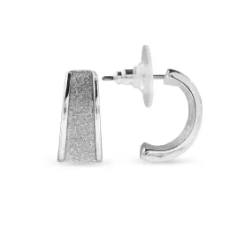 Ear Sense Earring F380 Silver with Glitter, Tapered Huggie Stud Earrings, 17mm in Length