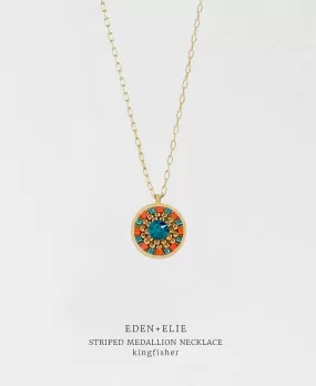 EDEN   ELIE Striped Medallion necklace - Kingfisher