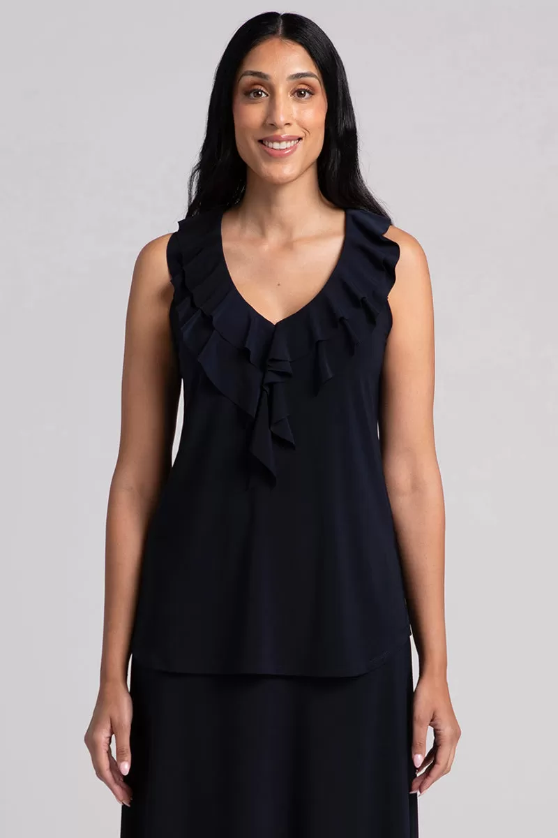 Flutter Sleeveless Top | Navy