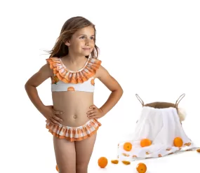 Girls Meia Pata Orange Print Bikini