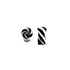 Glass Plugs - Black & White Twist