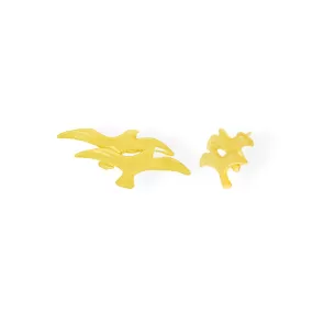 Handmade Gold Plated Silver Stud Earrings Double Seagulls