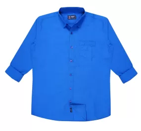 JDC Boy's Royal Blue Solid Shirt