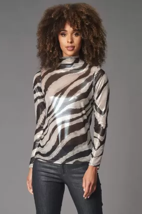 Lola & Sophie Foil Zebra mesh Turtleneck