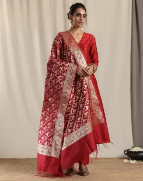 Maroon Brocade Dupatta