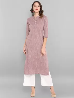 Mauve Cotton Solid Straight Kurta