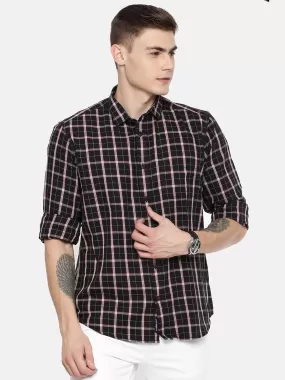 MEN'S BLACK CHECK SLIM FIT SHIRT