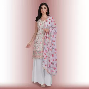 Palazzo Suit with multicolor embroidery - Off White