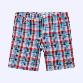 Red Blue Checkered Shorts