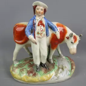 Staffordshire Milkboy Figure Antique Victorian Mid 19th Century