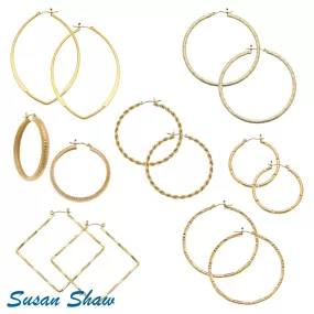 Susan Shaw Assorted Hoop Earrings in Gold