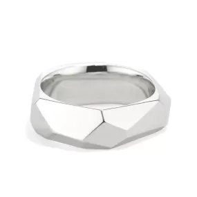 The Facet Sterling Silver Carved Ring with Mutiple Angled Facets