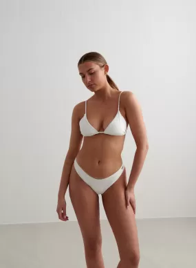 White Ribbed U-shape Bikini Bottom