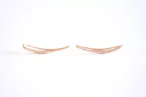 Wholesale Matte Pink Rose Gold Vermeil Ear Climber Earrings- 22k gold over Sterling Silver Ear Crawlers, Earring Findings, Curved Bar Earrings, 304