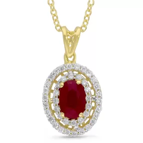 Yellow Gold Ruby & Diamond Heirloom Pendant